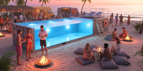 Beachside Events and Festivals
 Install it fast and create lively social spaces with floating games, foam parties, and water fun.